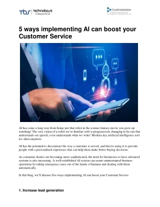 5 ways implementing AI can boost your Customer Service | Businessezee