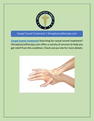 Carpal Tunnel Treatment | Shivaphysicaltherapy.com
