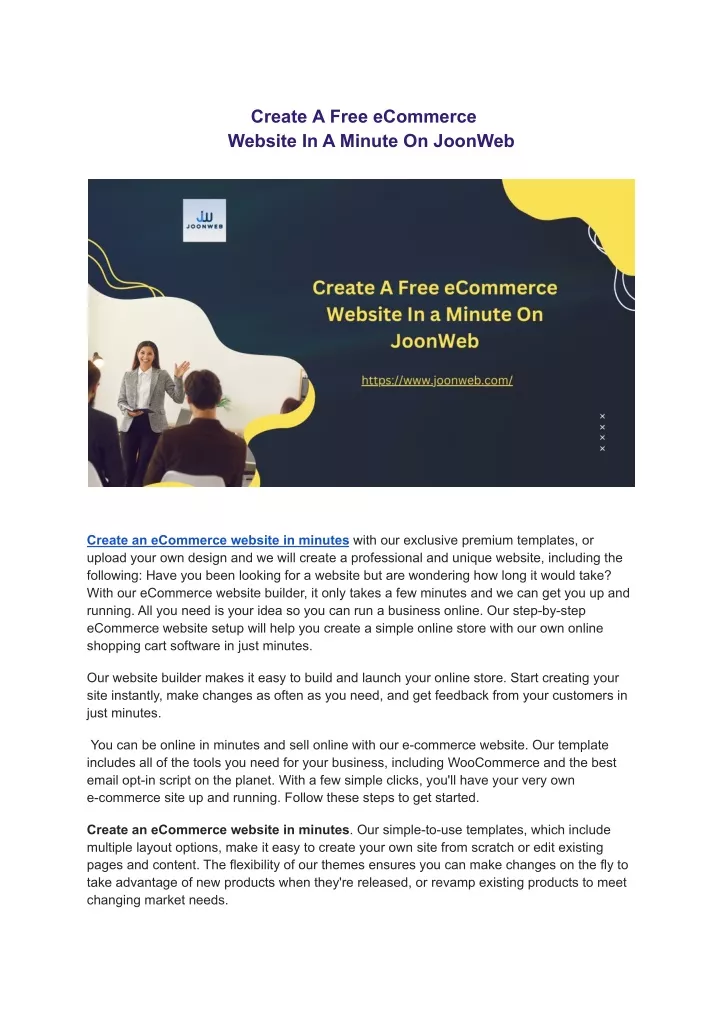 create a free ecommerce website in a minute