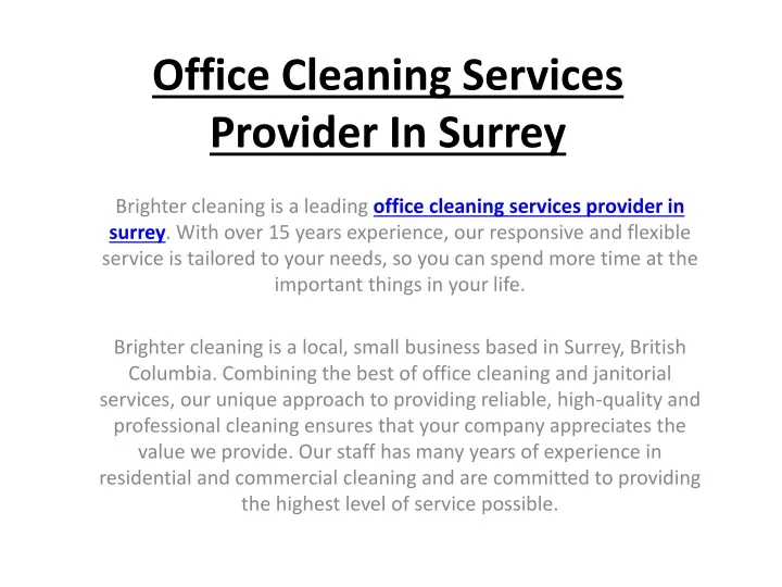 office cleaning services provider in surrey
