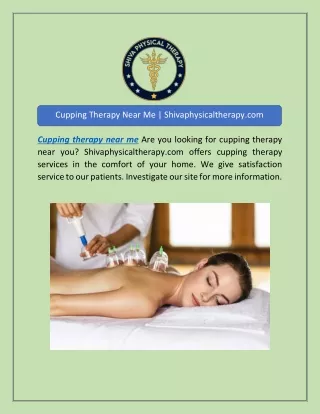 Cupping Therapy Near Me | Shivaphysicaltherapy.com