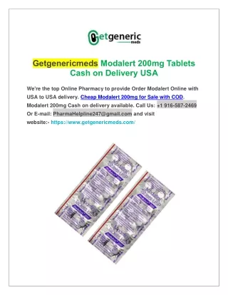 Buy Generic Modalert 200mg Online Cash on Delivery in USA