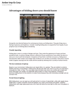 Advantages of folding doors you should know