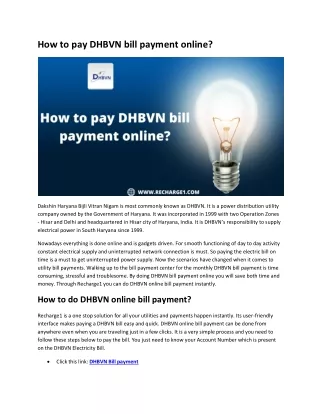 How to pay DHBVN bill payment online