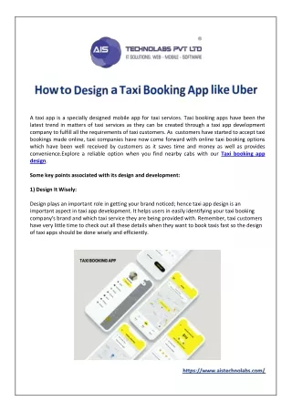 How to Design a Taxi Booking App like Uber