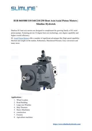 MP1 Axial Piston Motors Size 28/32, 38/45 | Slimline Hydrotek