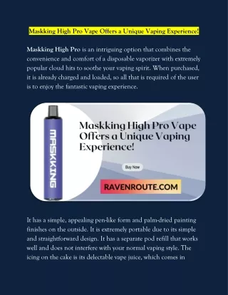 maskking high pro vape offers a unique vaping