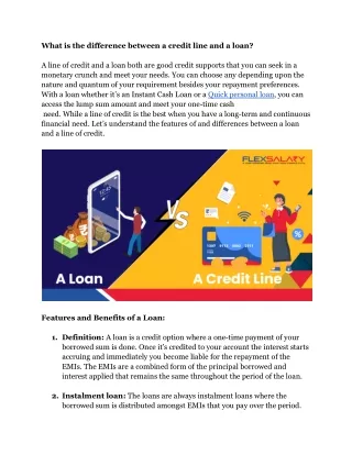 What is the difference between a credit line and a loan