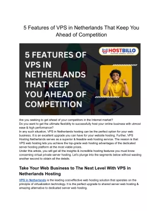 5 features of vps in netherlands that keep