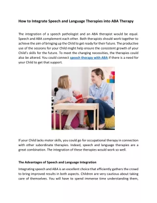 How to integrate speech language therapies in ABA