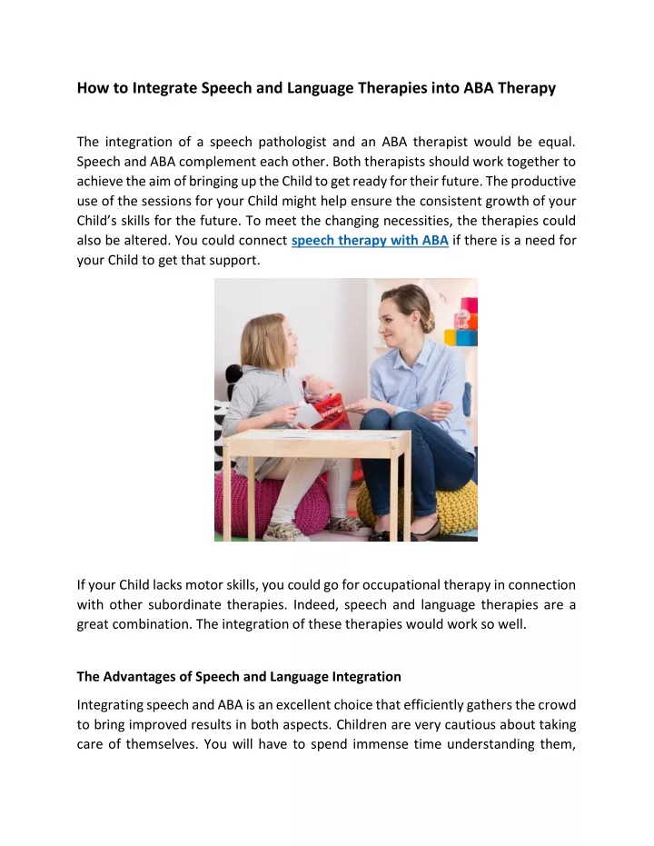 how to integrate speech and language therapies