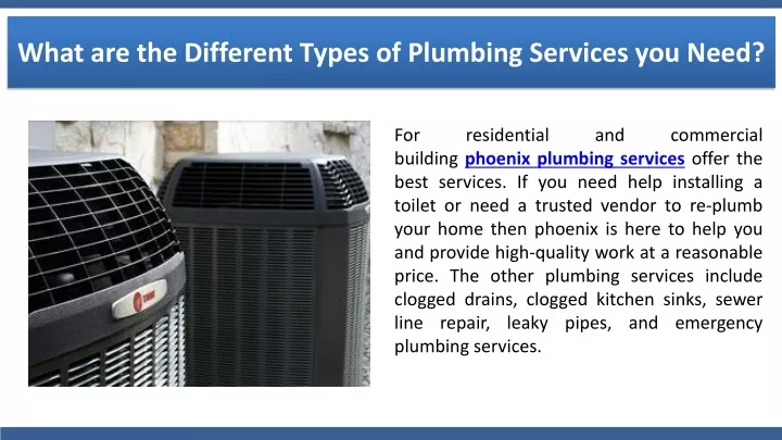 what are the different types of plumbing services