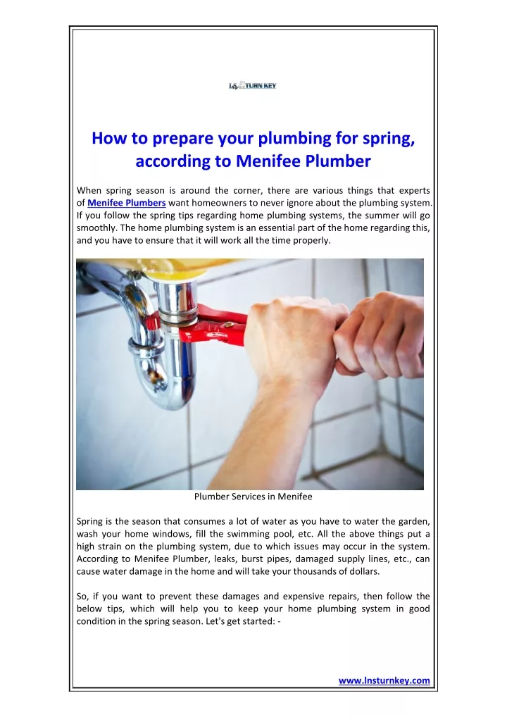 how to prepare your plumbing for spring according