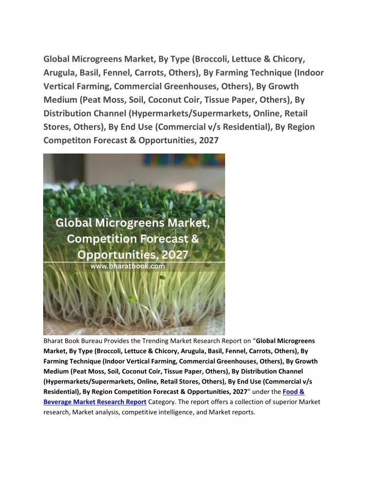 global microgreens market by type broccoli