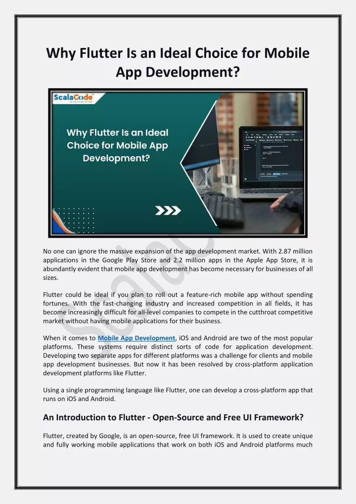 why flutter is an ideal choice for mobile