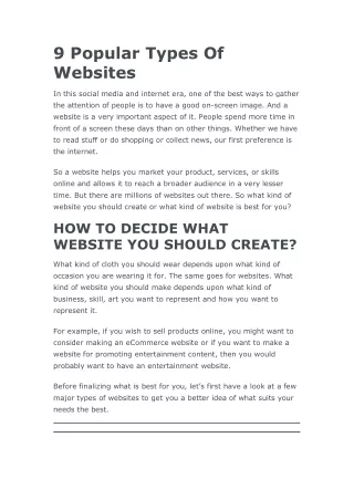 9 popular types of websites
