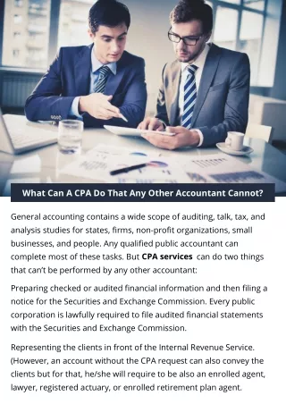 what can a cpa do that any other accountant cannot