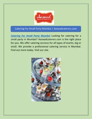 Catering For Small Party Mumbai | Aaswadcaterers.com