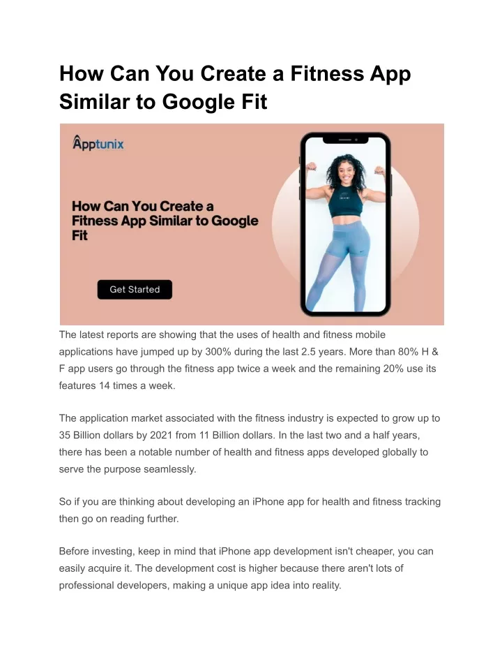 how can you create a fitness app similar