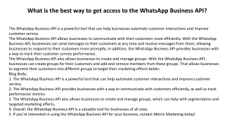 What is the best way to get access to the WhatsApp Business API