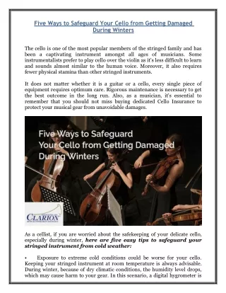 five ways to safeguard your cello from getting
