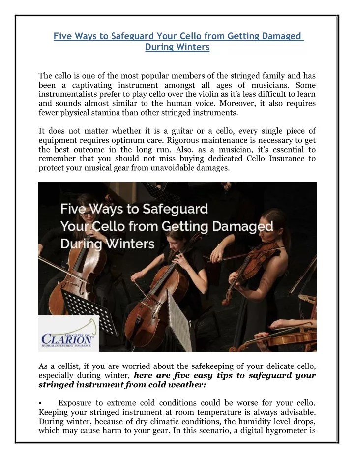 five ways to safeguard your cello from getting