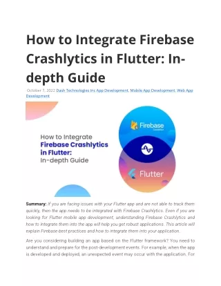 how to integrate firebase crashlytics in flutter