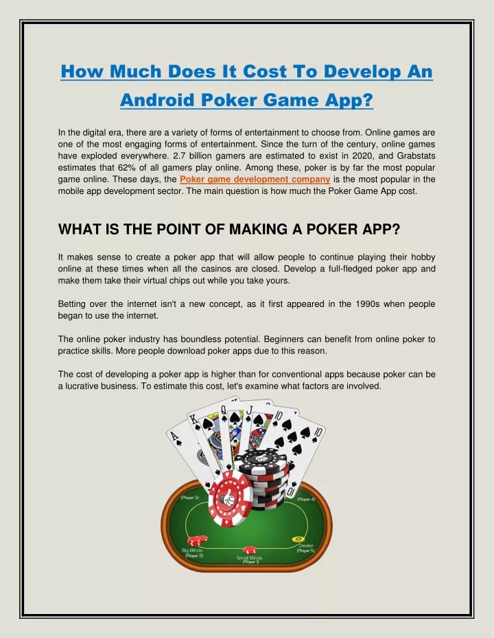 how much does it cost to develop an android poker