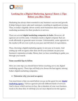 looking for a digital marketing agency know