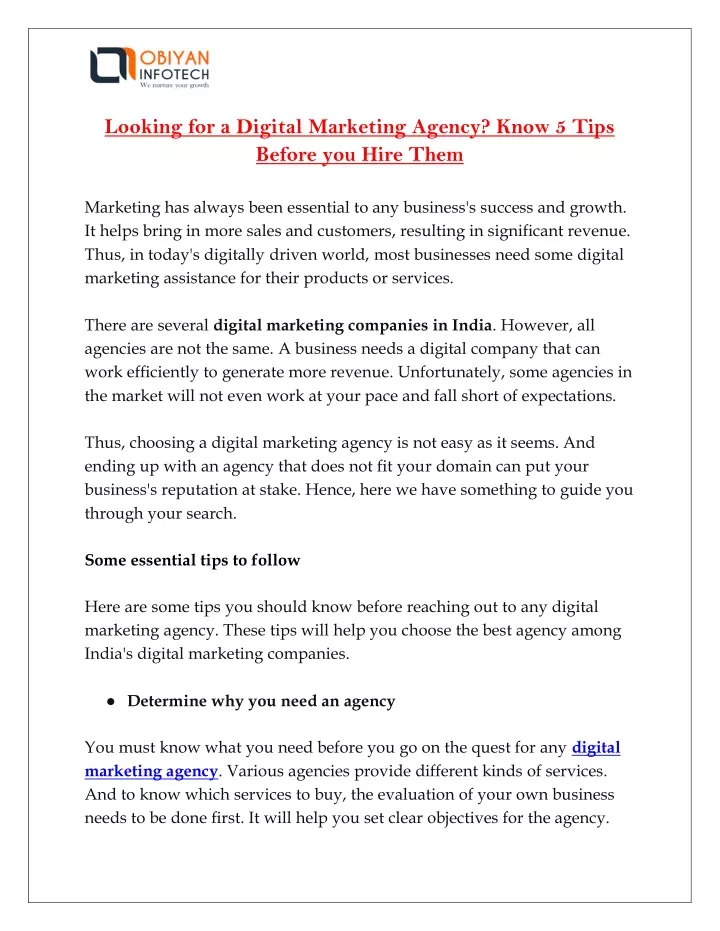 looking for a digital marketing agency know