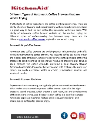 different types of automatic coffee brewers that