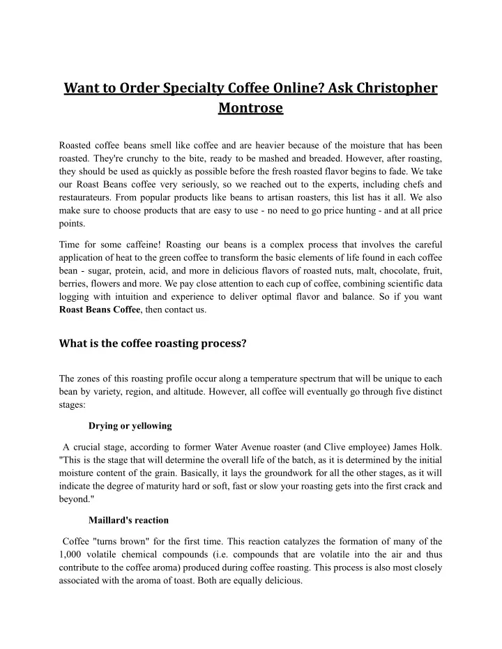 want to order specialty coffee online