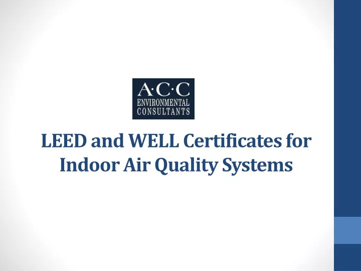 leed and well certificates for indoor air quality systems