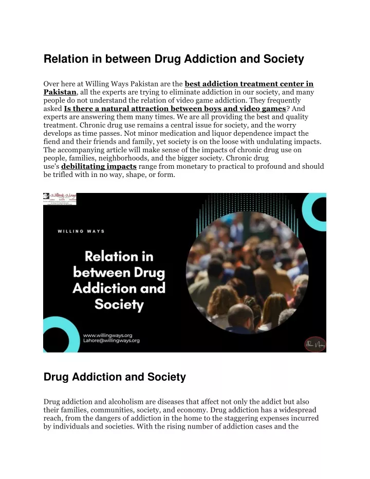 relation in between drug addiction and society