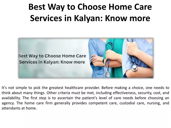 best way to choose home care services in kalyan