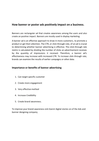 How banner or poster ads positively impact on a business