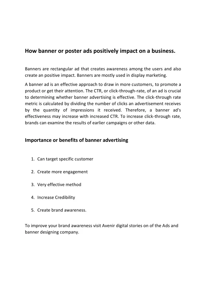 how banner or poster ads positively impact
