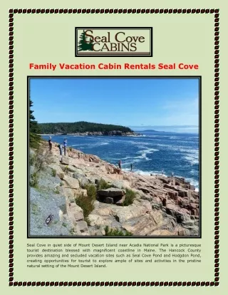 Family Vacation Cabin Rentals Seal Cove