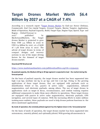 t a r g e t d r o n e s m a r k e t w o r t h 6 4 billion by 2027 at a cagr of 7 4