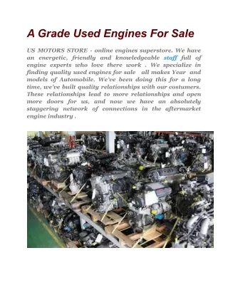 Used Engine For Sale In USA