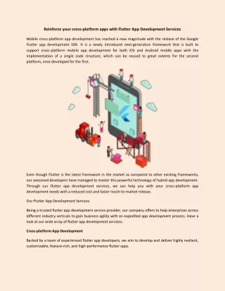 Reinforce your cross-platform apps with Flutter App Development Services