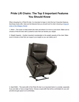 pride lift chairs the top 5 important features
