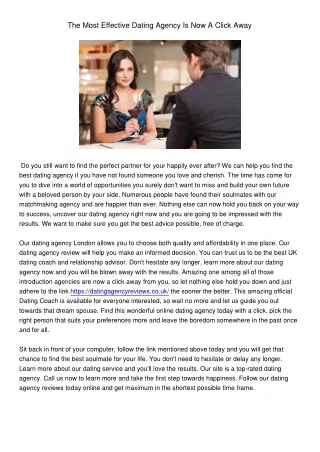 the most effective dating agency is now a click