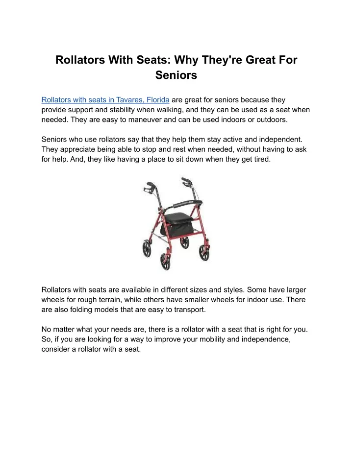 rollators with seats why they re great for seniors