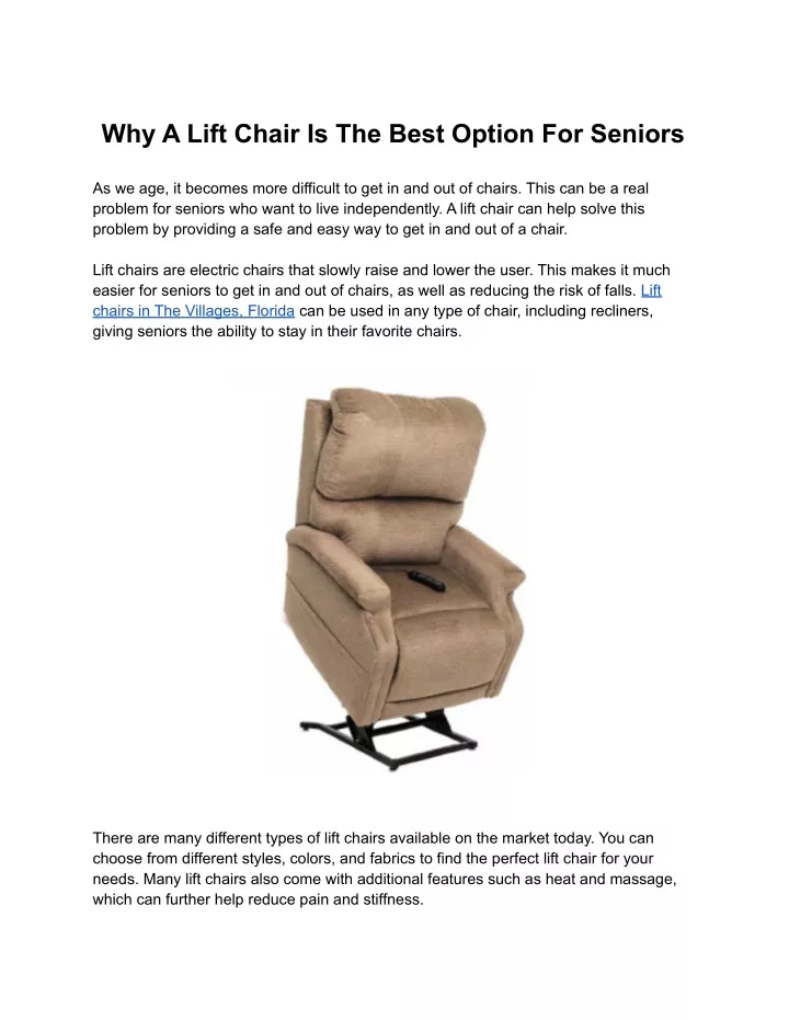 why a lift chair is the best option for seniors