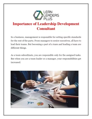 Importance of Leadership Development Consultant