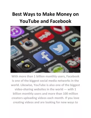best ways to make money on youtube and facebook