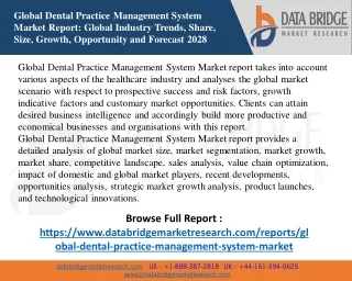 Global Dental Practice Management System Market | 2021-2028 | Worldwide Industry