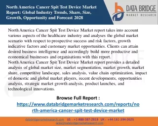 North America Cancer Spit Test Device Market Insights 2021: Trends, Size, CAGR