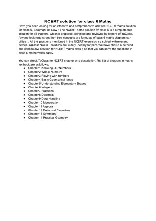 NCERT solution for class 6 Maths